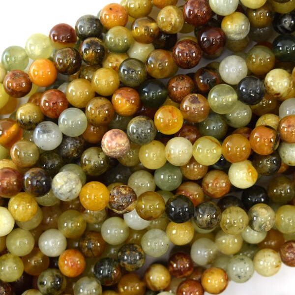 Natural Multicolor Flower Jade Round Beads Gemstone 15" Strand 6mm 8mm 10mm 12mm