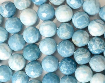 12mm faceted blue larimar quartz round beads 15.5" strand 38130