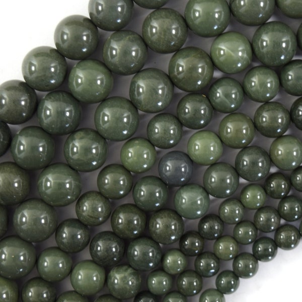 Perline rotonde naturali di agata verde solida africana, pietra preziosa, filo da 15,5", 6 mm, 8 mm, 10 mm