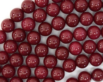 Ruby red Jade Round Beads Gemstone 15" Strand 3mm 4mm 6mm 8mm 10mm 12mm