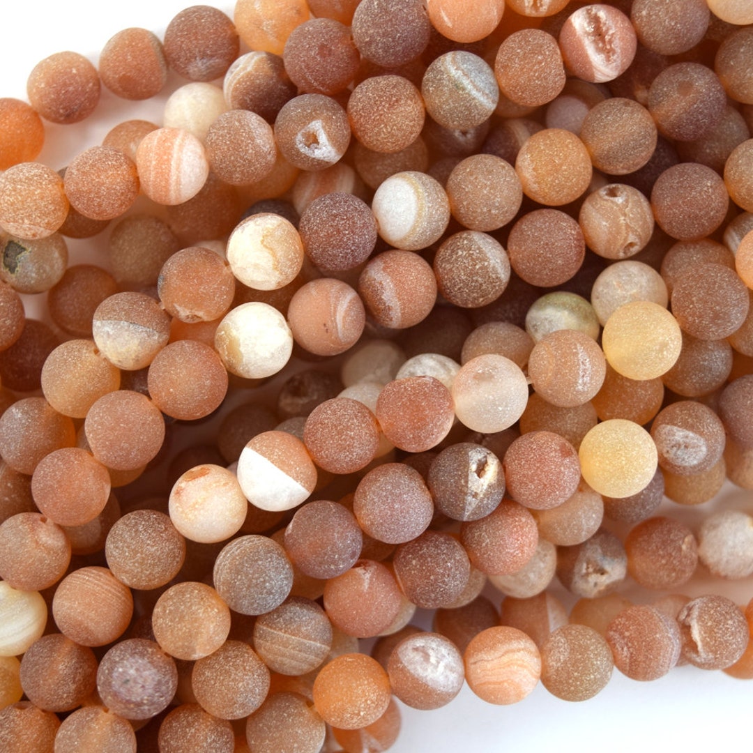 RUBYCA - Perline rotonde in agata druzy galvanizzate con cristalli di