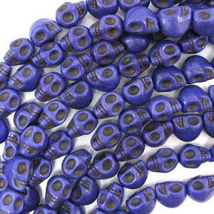 10x13mm purple turquoise carved skull beads 15.5&quot; strand 31676
