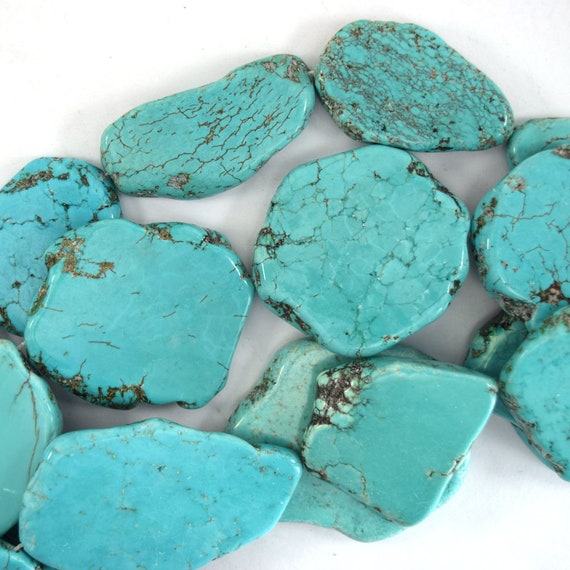 Turquoise Stalactites Blue Slice Slab Freeform Flat Slice Blue Turquoise Slab 27x36mm Kingman Turquoise Slice Turquoise Stone
