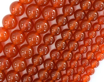 AA Orange Red Carnelian Round Beads Gemstone 15" Strand 6mm 8mm 10mm