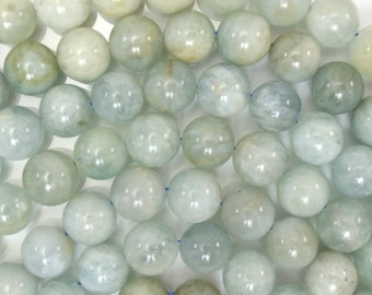 11mm blue aquamarine round beads 15" strand S1