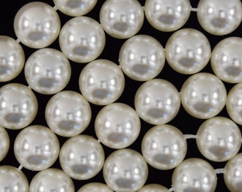 White Shell Pearl Round Beads 15.5" Strand 3mm 4mm 6mm 8mm 10mm 12mm 14mm