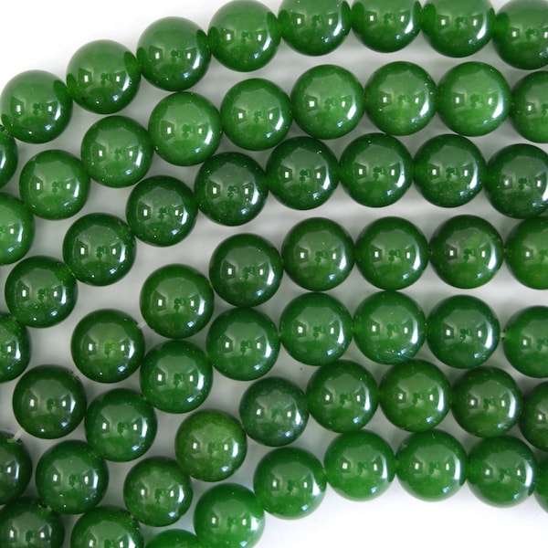 Perles rondes en jade vert Canada 15 po. Rang 4 mm 6 mm 8 mm 10 mm 12 mm S1