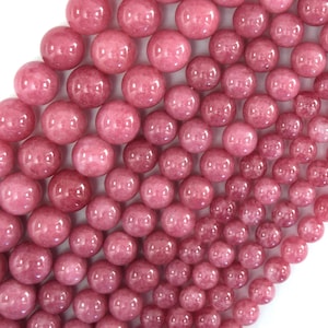Ruby Pink Colored Quartz Round Beads Gemstone 15" Strand 6mm 8mm 10mm