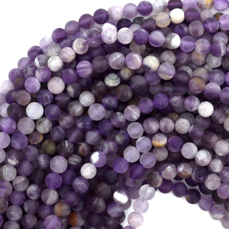 Natural Matte Purple Amethyst Round Beads 15 Strand 4mm 6mm 8mm 10mm 12mm image 1