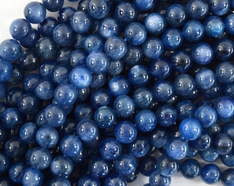 AA Blue Kyanite Round Beads Gemstone 15.5" Strand 4mm 6mm 8mm