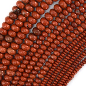 Natural Red Jasper Rondelle Button Beads 15" Strand 2x4mm 4x6mm 5x8mm