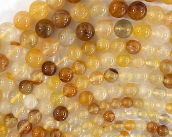 Natural Golden Healer Quartz Round Beads Gemstone 15.5" Strand 6mm 8mm 10mm