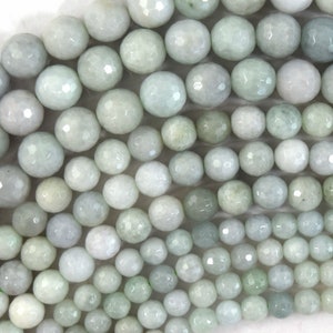 Natural Faceted L Green Burma Jadeite Jade Round Beads 15&quot; Burmese 6mm 8mm 10mm
