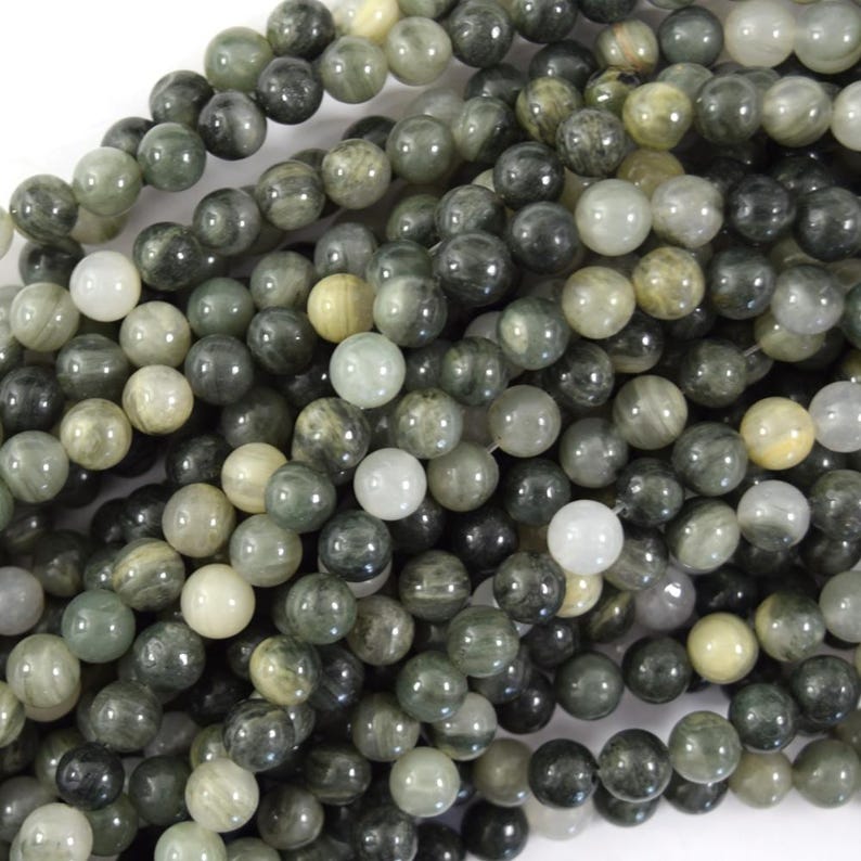 Natural Green Line Jasper Round Beads Gemstone 15" Strand 6mm 8mm 10mm 6mm