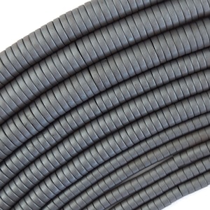 Natural Matte Black Hematite Heishi Disc Beads Gemstone 15.5" Strand 4mm 6mm 8mm