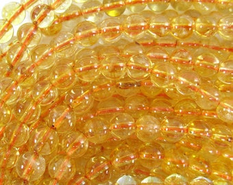 6mm yellow citrine round beads 15" strand