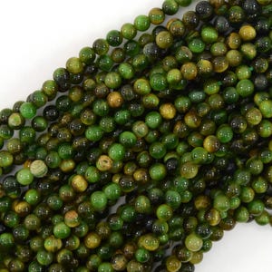AA Apple Green Tiger Eye Round Beads Gemstone 15&quot; Strand 4mm 6mm 8mm 10mm 12mm