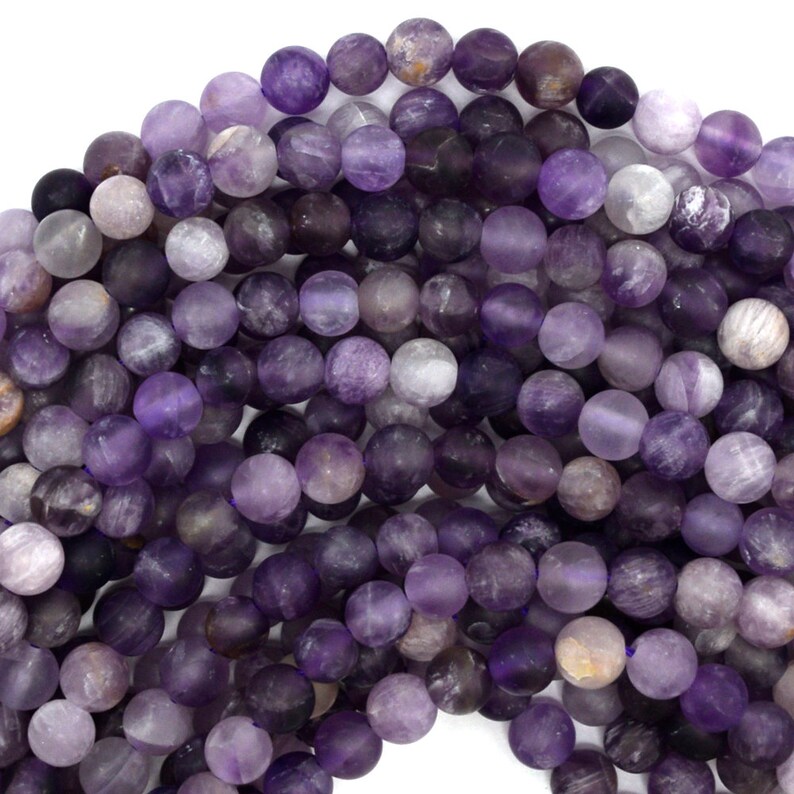 Natural Matte Purple Amethyst Round Beads 15 Strand 4mm 6mm 8mm 10mm 12mm image 2