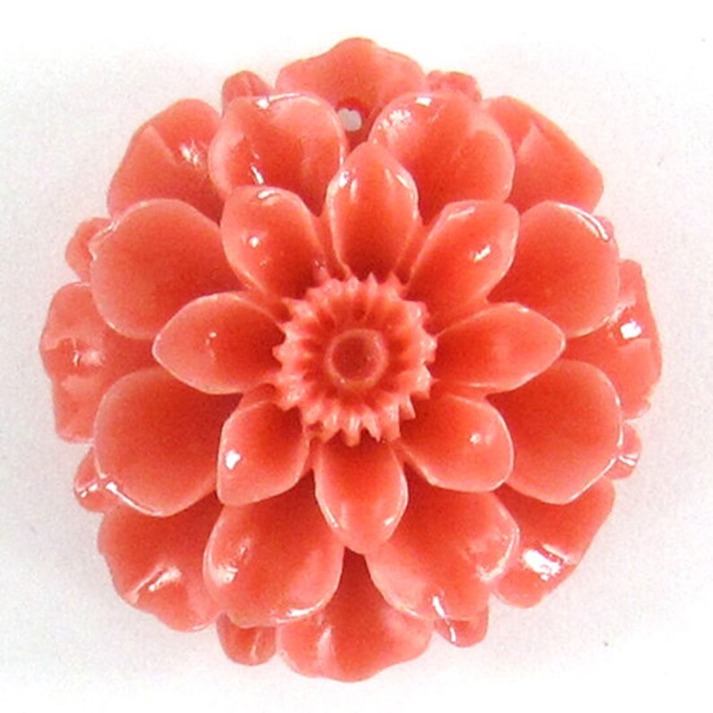 4 Pieces 35mm Synthetic Coral Carved Chrysanthemum Flower Etsy