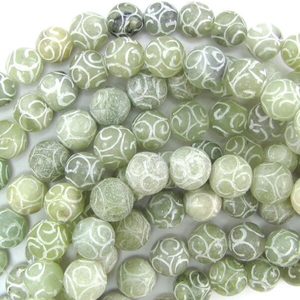 12mm new jade carved round beads 15.5" strand