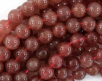 Natural Strawberry Quartz Round Beads Gemstone 15" Strand 6mm 8mm 10mm 12mm S1