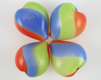 21mm multicolor blown hollow glass heart beads 4pcs 3651