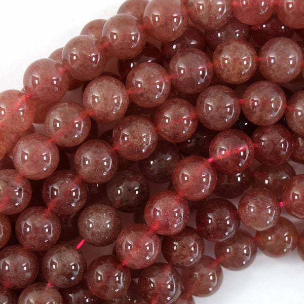 Natural Strawberry Quartz Round Beads Gemstone 15" Strand 6mm 8mm 10mm 12mm S1