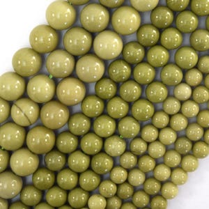 Natural African Matcha Green Jasper Round Beads 15" Strand 4mm 6mm 8mm 10mm