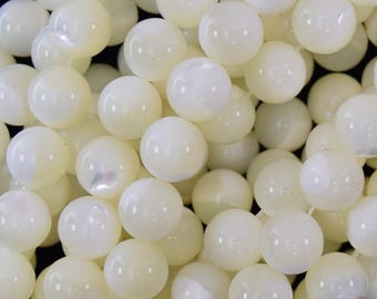 White Mother Of Pearl MOP Round Beads 15.5&quot; Strand 3mm 4mm 6mm 8mm 10mm