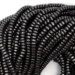 Natural Hematite Rondelle Button Beads Gemstone 15.5" Strand 4mm 6mm 8mm