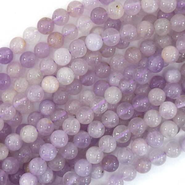 Natural Light Purple Amethyst Round Beads 15.5" Strand 6mm 8mm 10mm S1