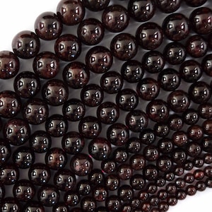 AA Natural Red Garnet Round Beads Gemstone 15" Strand 4mm 6mm 8mm 10mm