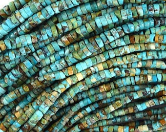 Natural Brown Green Blue Turquoise Heishi Disc Beads 15.5" Strand 3mm 4mm 5mm