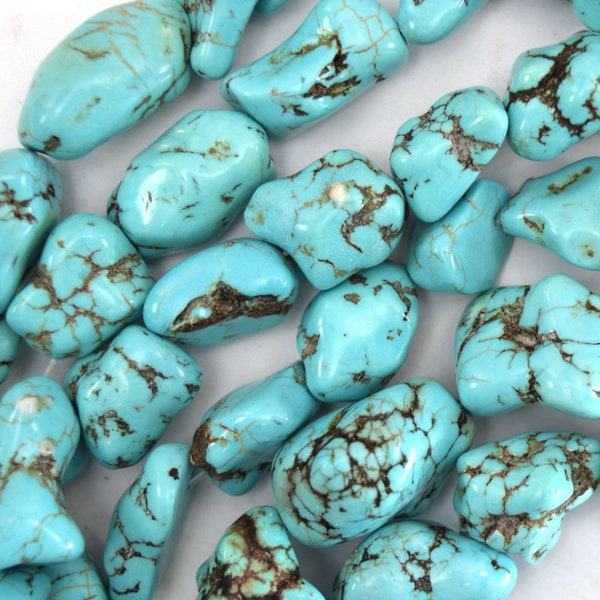 Blue Turquoise Pebble Nugget Beads Gemstone 15" Strand 7-8mm 10-14mm 16-22mm