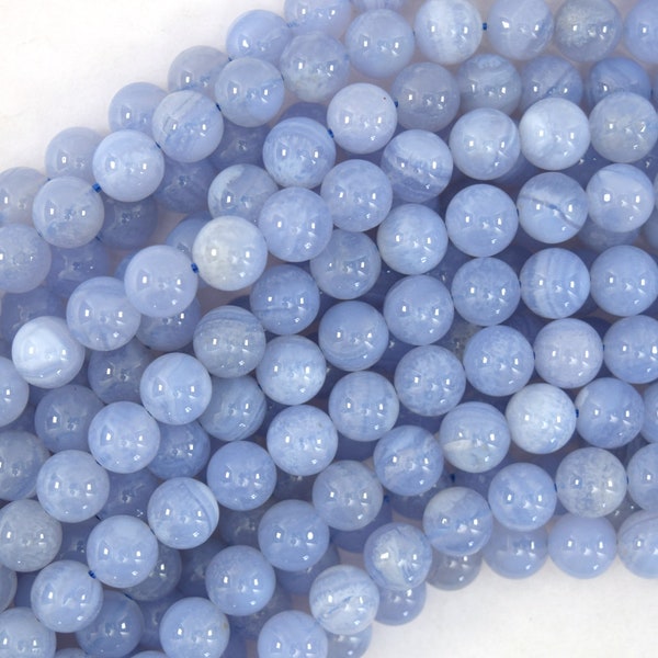 8mm natural blue lace agate round beads 15.5" strand S1