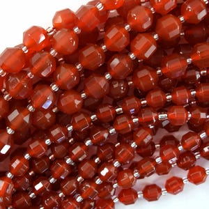 AA Roter Karneol Prisma Double Point Cut facettierte Perlen 15,5 "Strang 8 mm 10 mm