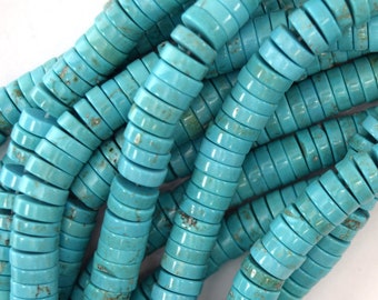 Blue Turquoise Heishi Disc Beads Gemstone 15.5" Strand 3mm 4mm 6mm 8mm 10mm