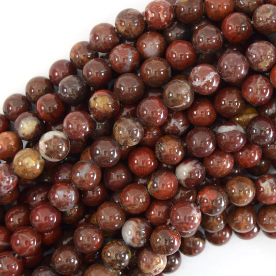 8mm Dark Poppy Jasper Round Beads 15 Strand Etsy