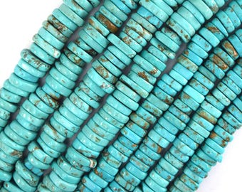 Blau Türkis Heishi Disc Perlen Edelstein 15 "Strang 9-10 mm 11-12 mm S3
