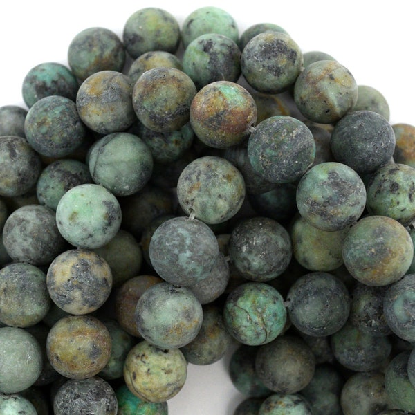 Natural Matte African Turquoise Round Beads 15" Strand 4mm 6mm 8mm 10mm 12mm