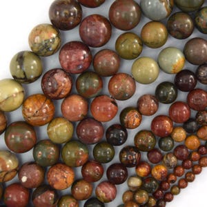 Perle rotonde di diaspro Picasso multicolore naturale, filo da 15&quot;, 4 mm, 6 mm, 8 mm, 10 mm, 12 mm