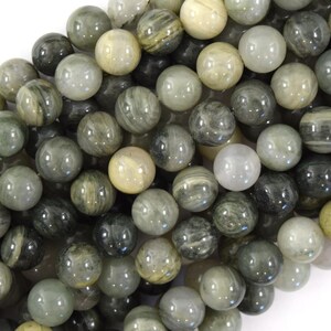 Natural Green Line Jasper Round Beads Gemstone 15" Strand 6mm 8mm 10mm 10mm