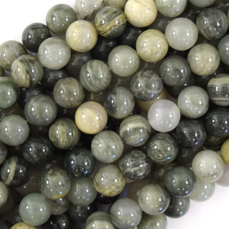 Natural Green Line Jasper Round Beads Gemstone 15" Strand 6mm 8mm 10mm 10mm