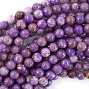 Natural Purple Phosphosiderite Round Beads Gemstone 15&quot; Strand 6mm 8mm 10mm