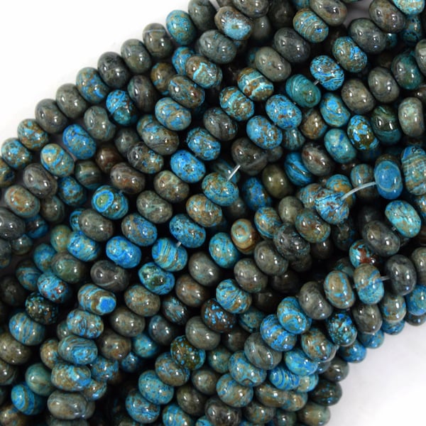 Brown Blue Turquoise Rondelle Buttons Beads Gemstone 15.5" Strand 6mm 8mm 10mm