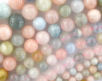 Natural Morganite Round Beads Gemstone 15.5" Beryl 4mm 6mm 8mm 10mm S1