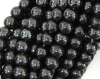 Fil D'Environ 50 Perles En Hématite Magnétique 8mm - Longueur 39cm - Pour Création De Bijoux