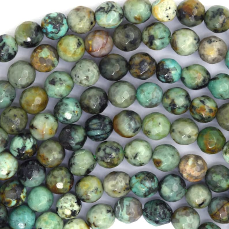 6mm faceted african turquoise round beads 15 strand image 1