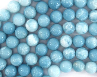 ブルー ラリマー クォーツ ラウンド ビーズ 宝石 15インチ ストランド 4 mm 6 mm 8 mm 10 mm 12 mm S1