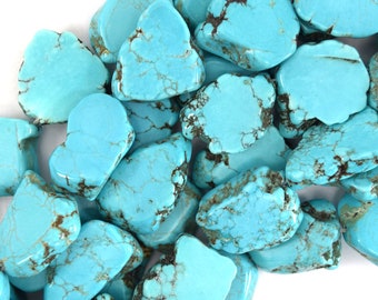 20mm - 25mm blue turquoise freeform slab slice nugget beads 15" strand